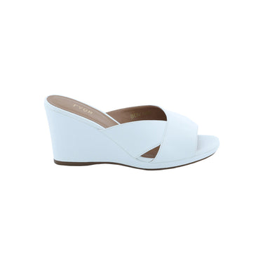 FYOR Cross Strap Open Toe Wedge Mule in White #color_white