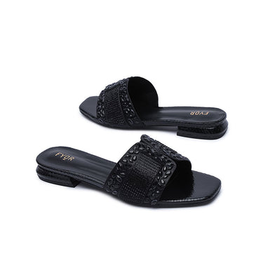 FYOR Flat Sandal #color_black