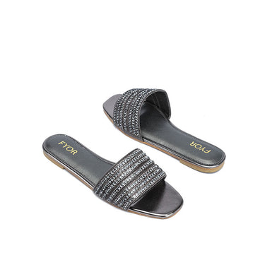 FYOR Flat Sandal #color_gunmetal