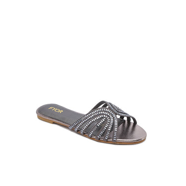 FYOR Flat Sandal #color_gunmetal