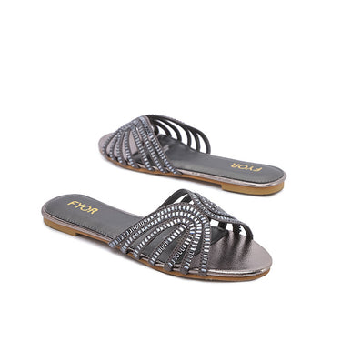 FYOR Flat Sandal #color_gunmetal
