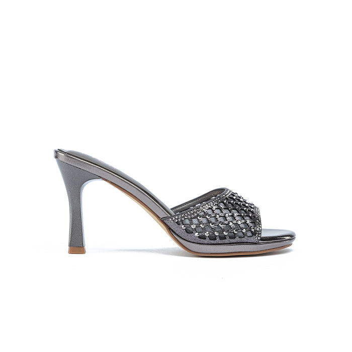 Lattice Embellished Heeled Mules HL 297