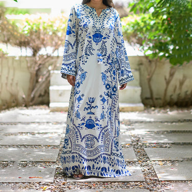 Porcelain Print Long Dress for women J6094