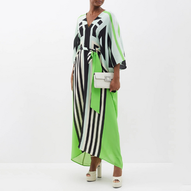 Green Enigma Belt Style Full Kaftan J5896