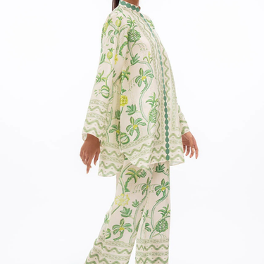 Floral Ikat Print Relaxed Fit Women Designer Co-ord Set J5951