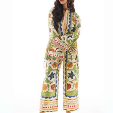 Fruit and Foliage Printed Co Ord Set For Women Modest Wear J5954