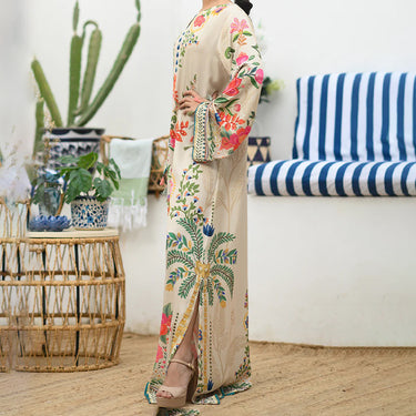 Vibrant Floral Long Dress for Women J6055
