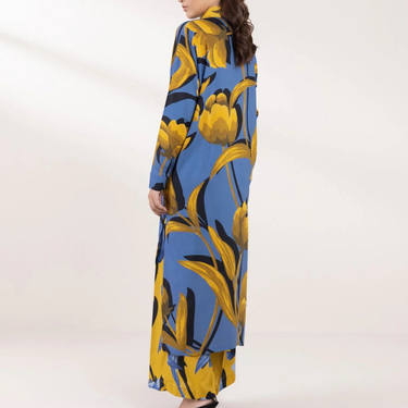 Mustard Printed Straight Shirt & Pants Co-Ord Set J6013