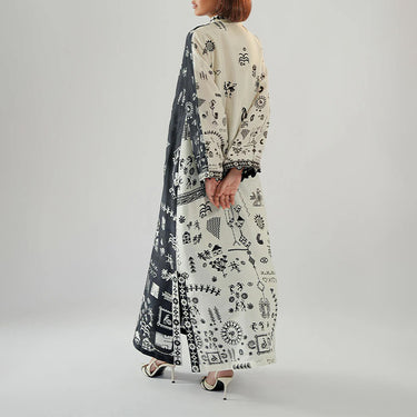 Monochrome Tribal Long Dress for women J6059