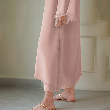 Fringed Solid Coord Set for women J7085