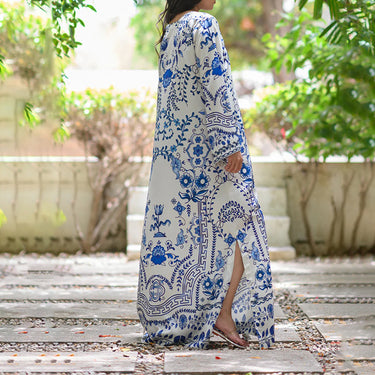 Porcelain Print Long Dress for women J6094