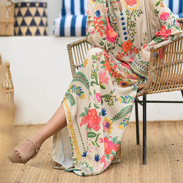 Vibrant Floral Long Dress for Women J6055