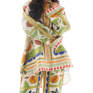 Fruit and Foliage Printed Co Ord Set For Women Modest Wear J5954