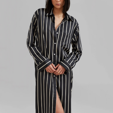 Open Button Collar Shirt Style Line Full Dress J5890