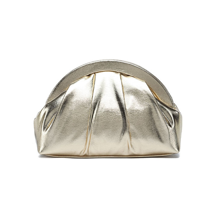 Metallic Pleated Frame Clutch AD 170