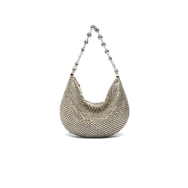 Gold Mesh Crescent Bag with Jeweled Chain AD 176