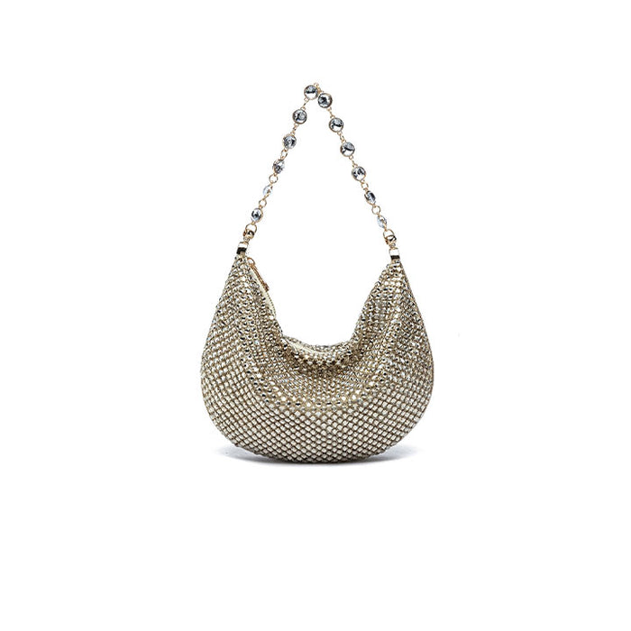 Gold Mesh Crescent Bag with Jeweled Chain AD 176