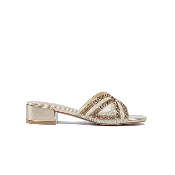 Stylish Ornate Metallic Block Heel AJ 021