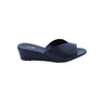 FYOR Croc Textured Asymmetric Strap Low Wedge Slide in Black #color_black