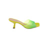 FYOR Ombre Clear Strap Square Toe Kitten Heel Mule in Yellow Green #color_yellow-green