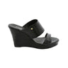 FYOR Croc Textured Double Strap Platform Wedge in Black #color_black