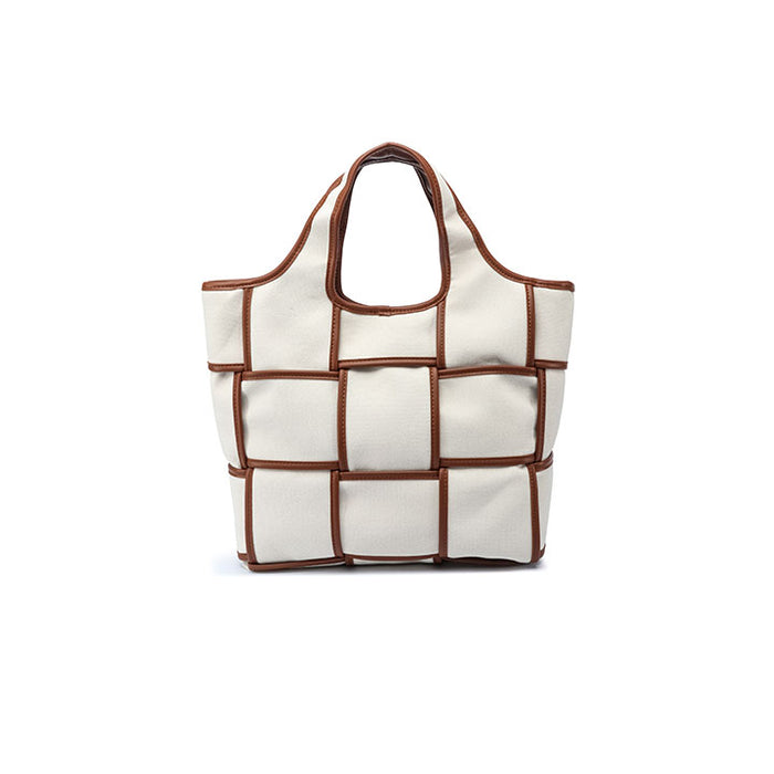 Modern Woven-Panel Canvas Tote Bag BD 199