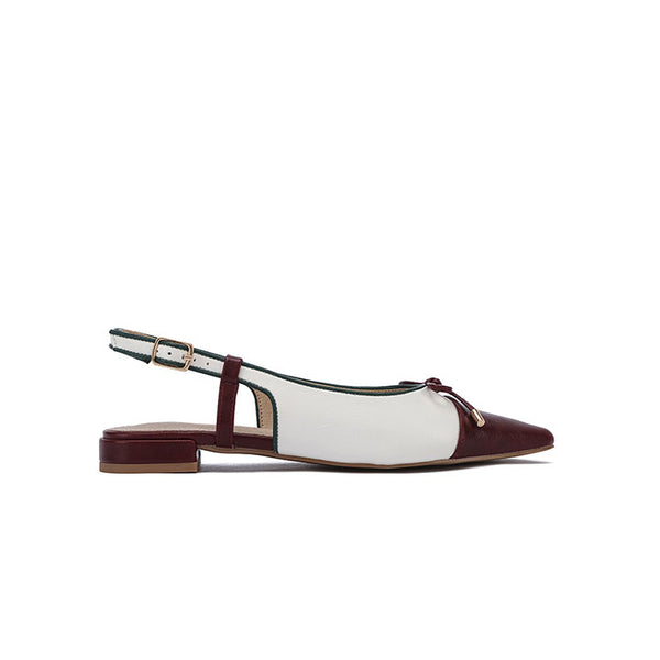 Stylish Tri-Color Bow Slingback Flat CD 028