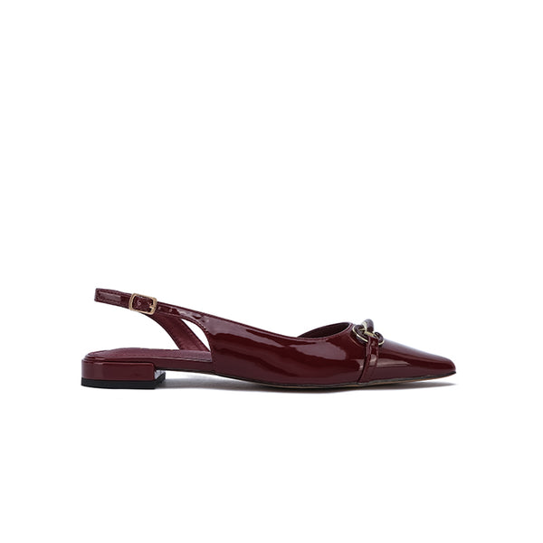 Stylish Glossy Buckle Slingback Flat CD 005