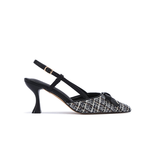 Stylish Patterned Fabric Kitten Heel CD 011