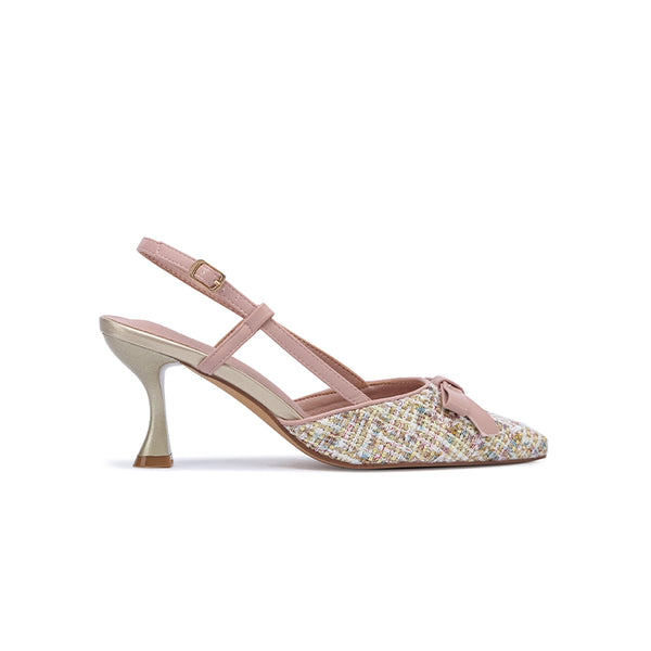 Stylish Patterned Fabric Kitten Heel CD 011