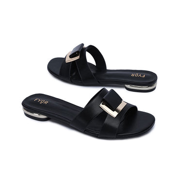 FYOR Flat Sandal #color_black