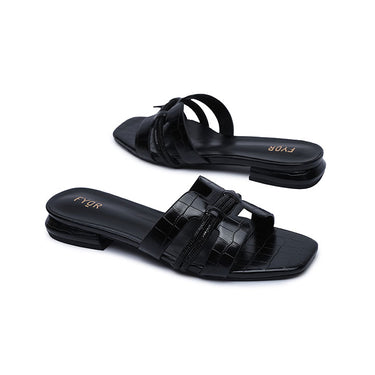 FYOR Flat Sandal #color_black