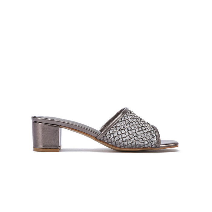 Crystal-Embellished Mesh Sandals HL 285