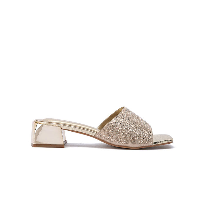 Crystal-Encrusted Block Heel Mules HL 300