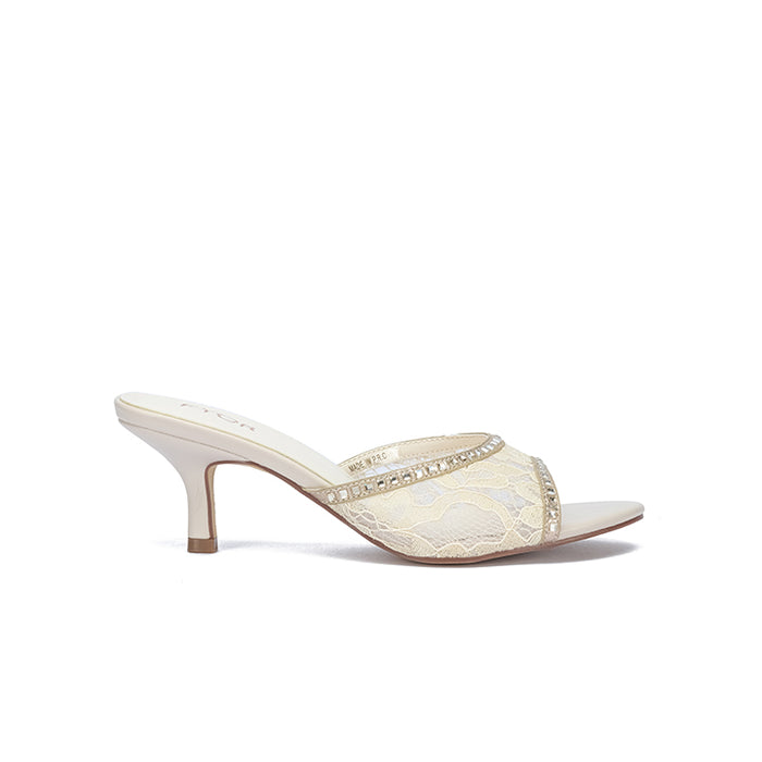 Crystal-Trimmed Lace Mule HL 315