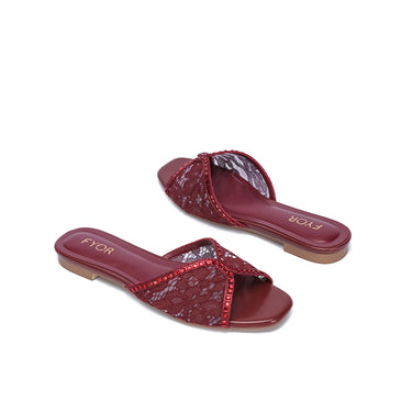 FYOR Flat Sandal #color_burgundy