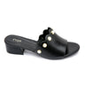 FYOR Pearl Studded Scalloped Block Heel Slide in Black #color_black