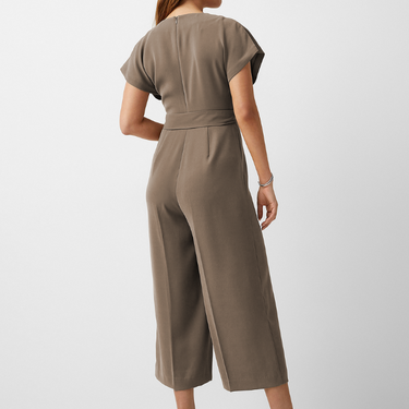 Plain Belt Style V-neck Jumpsuit JU5766