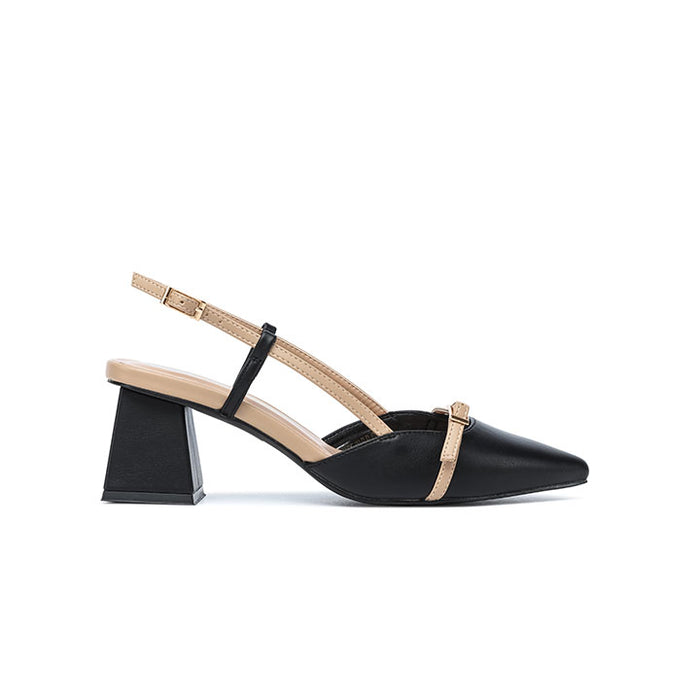 Contrast-Strap Pointed Slingback MC 003
