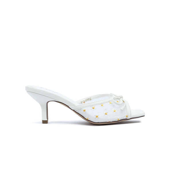 Daisy-Embroidered Bow Mule MC 007