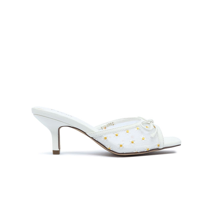 Daisy-Embroidered Bow Mule MC 007