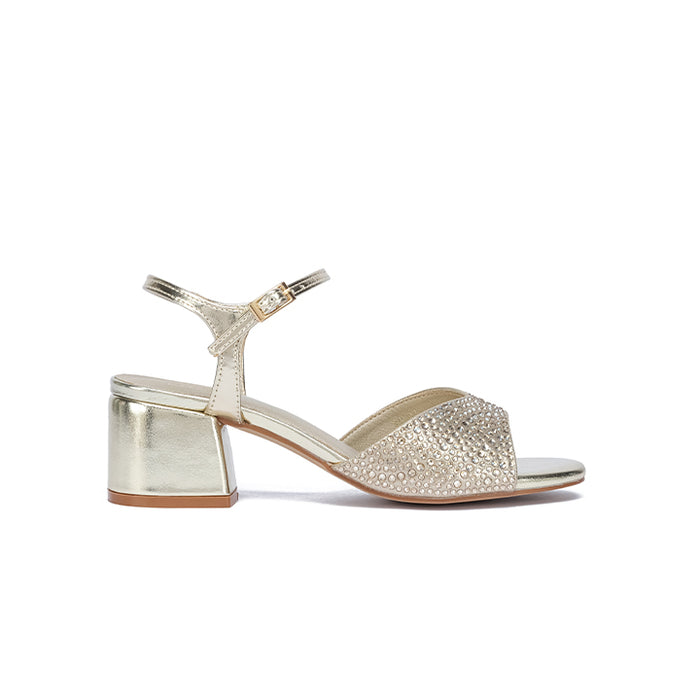 Sculpted Block Heel Shimmer Sandal MC 027