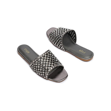Fyor MY 286 Flat sandal #color_gunmetal