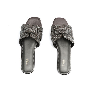 Fyor MY 332 Flat sandal #color_gunmetal