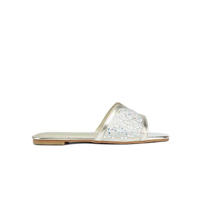 Stylish Shimmer Embellished Flat Slide MY 377