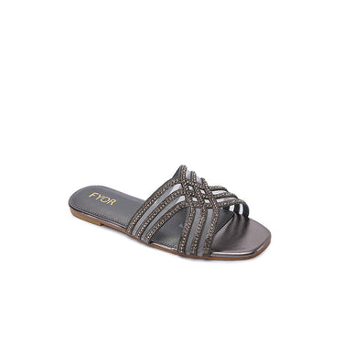 FYOR Flat Sandal #color_gunmetal