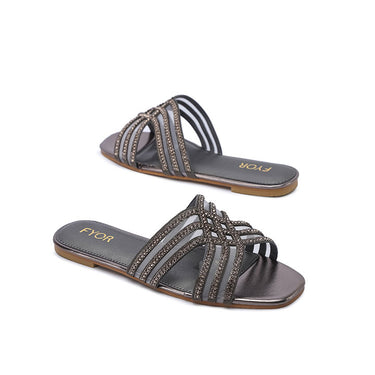 FYOR Flat Sandal #color_gunmetal