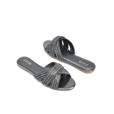 FYOR Flat Sandal #color_gunmetal