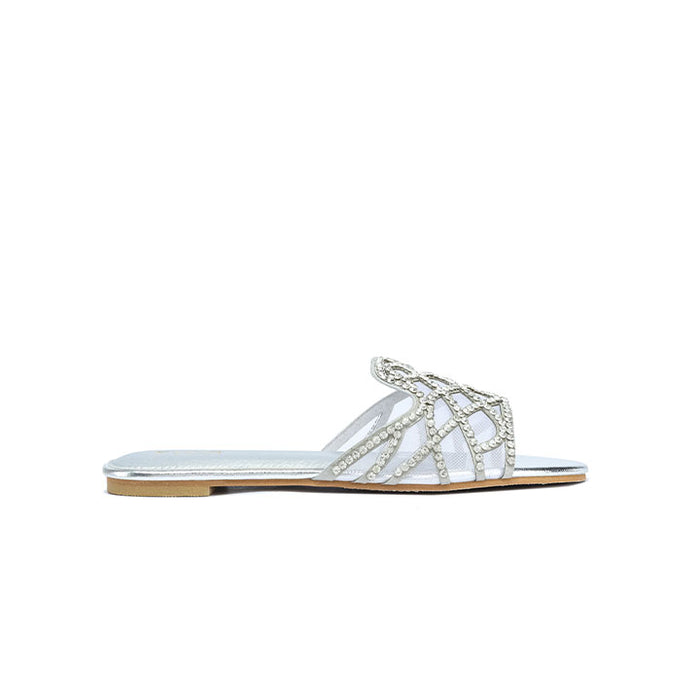 Stylish Crystal-Lattice Metallic Flat Slide MY 395