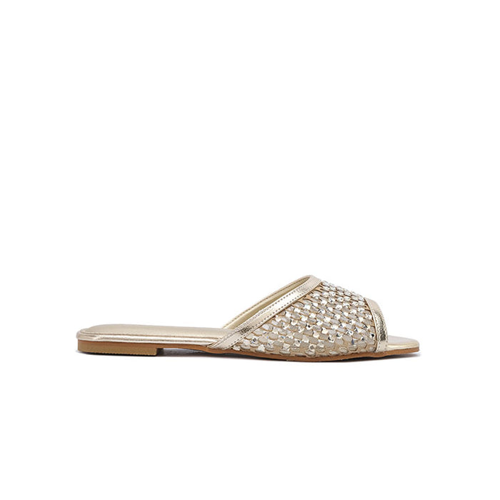 Stylish Lattice-Woven Crystal Slide MY 407